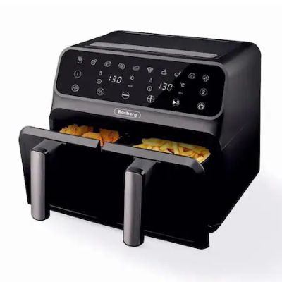 Фритюрник AirFryer Rosberg Premium RP51980N, 1700W, 2съда x 4л., Горещ въздух, Таймер, до 200°C, Черен