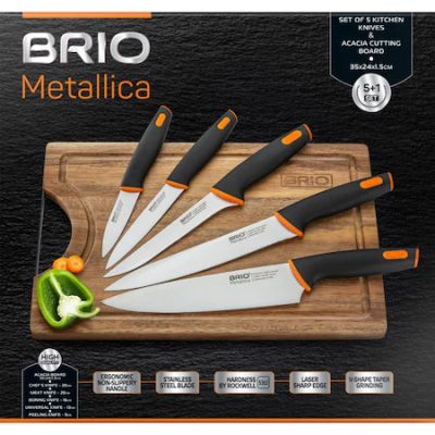 Комплект ножове с дъска Brio Metallica